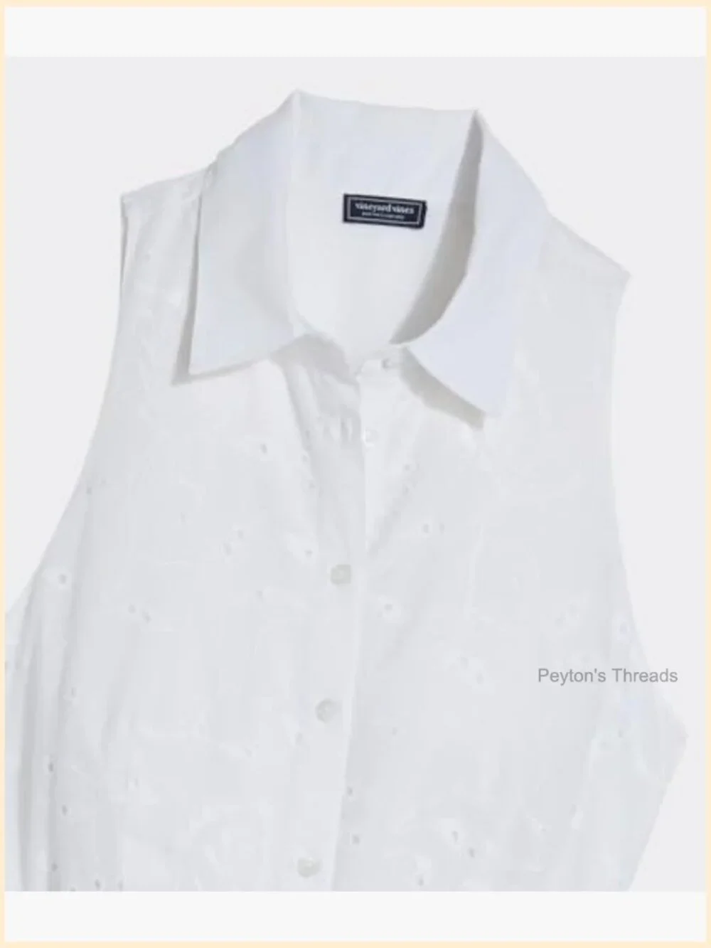 Maxi Eyelet Shirtdress with Scalloped Hem, Collared Neck, Fully Button Front - Picture 4 of 6
